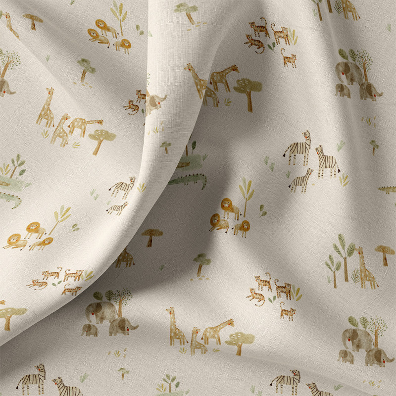 Printed Cotton BROUSSE Ecru / Green